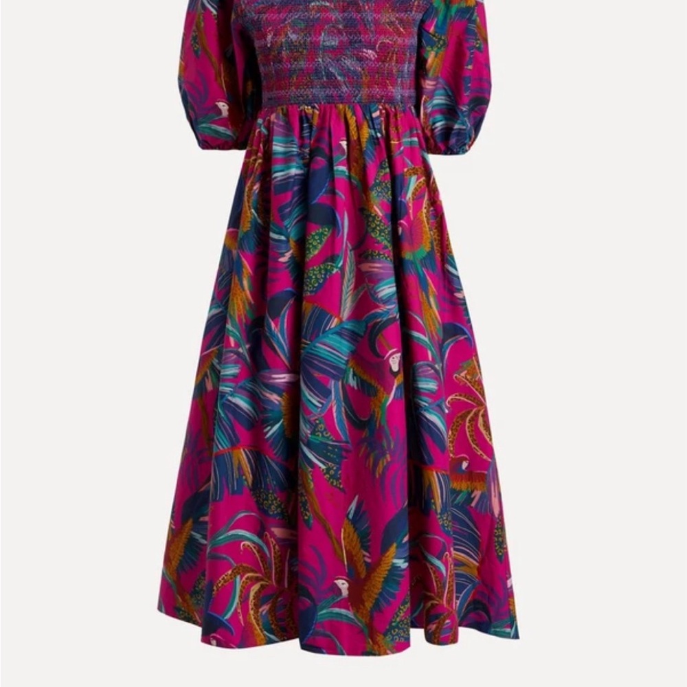 FarmRio Rainbow Macaws Midi Dress - XL